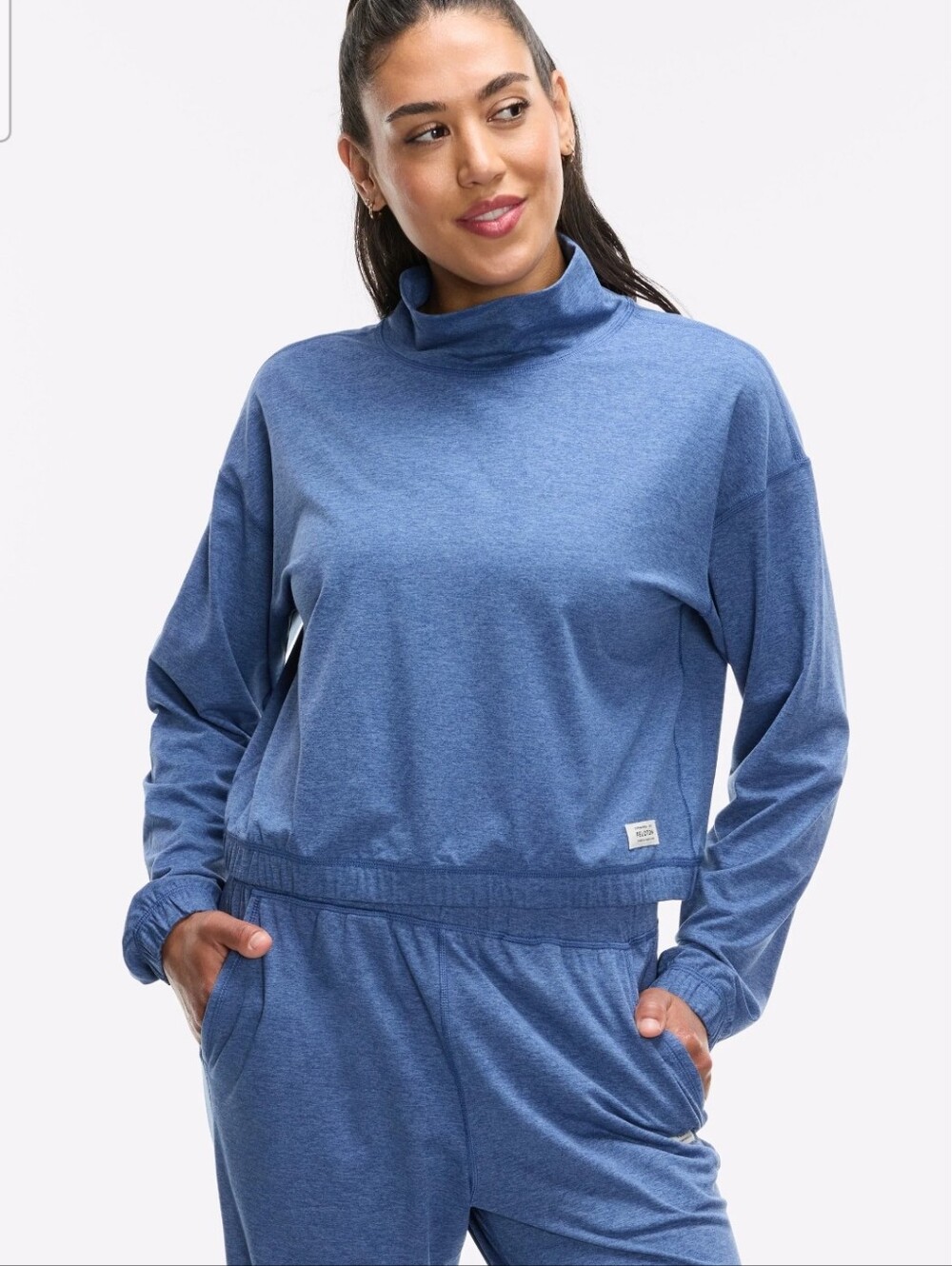 Peloton Dreamblend Funnel Neck Pullover Deep Cobalt Blue Size Small